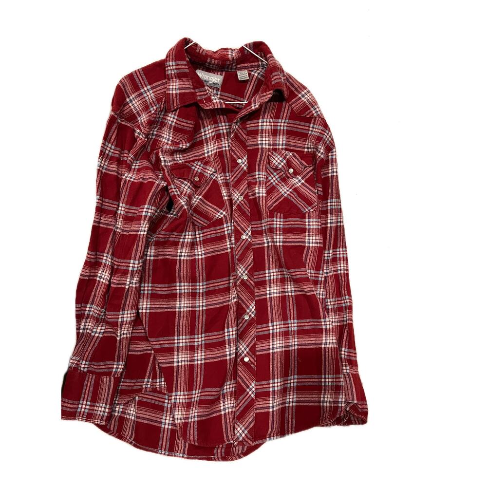 Wrangler Wranger Red Checkered Flannel Shirt Mens XLT